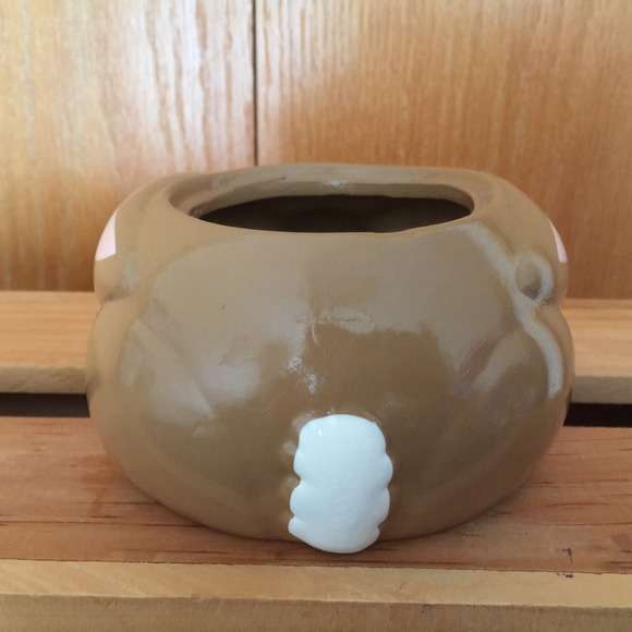 Easter Bunny Rabbit Candle Holder Brown Ceramic Rocket Farms - Picture 3 of 8